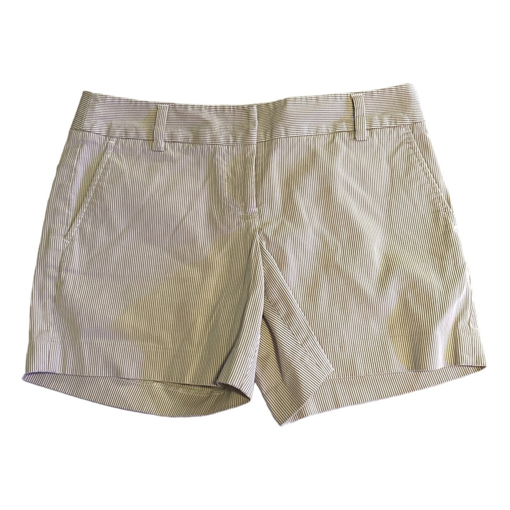J.Crew City Fit Chino Shorts Brown White Stripe 100% Cotton Mid Rise Size 4